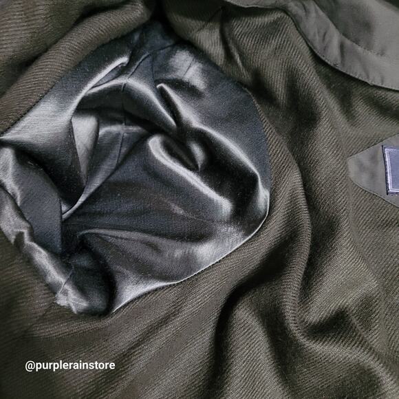 Vtg Gallery Hooded Duster Parka Jacket L Removable Hood Olive Classic 90's - Picture 6 of 16